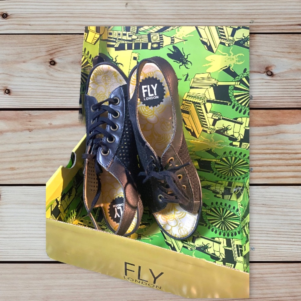 Fly London Black Wedges - Picture 4 of 14